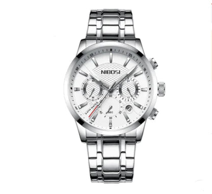 Stylish Men's Black Gold Steel Sports Watch with 3 Eyes